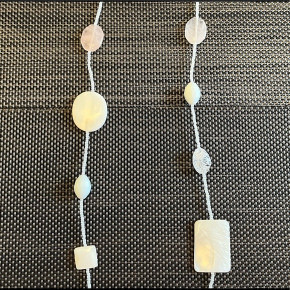 Unique White Beaded Rope Necklace - Picture 4 of 10